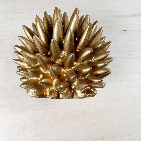 Nate Berkus Spikey Gold Brass SEA URCHIN Size 5.5"x4.5" Resin Mid Century Mod - Picture 6 of 6